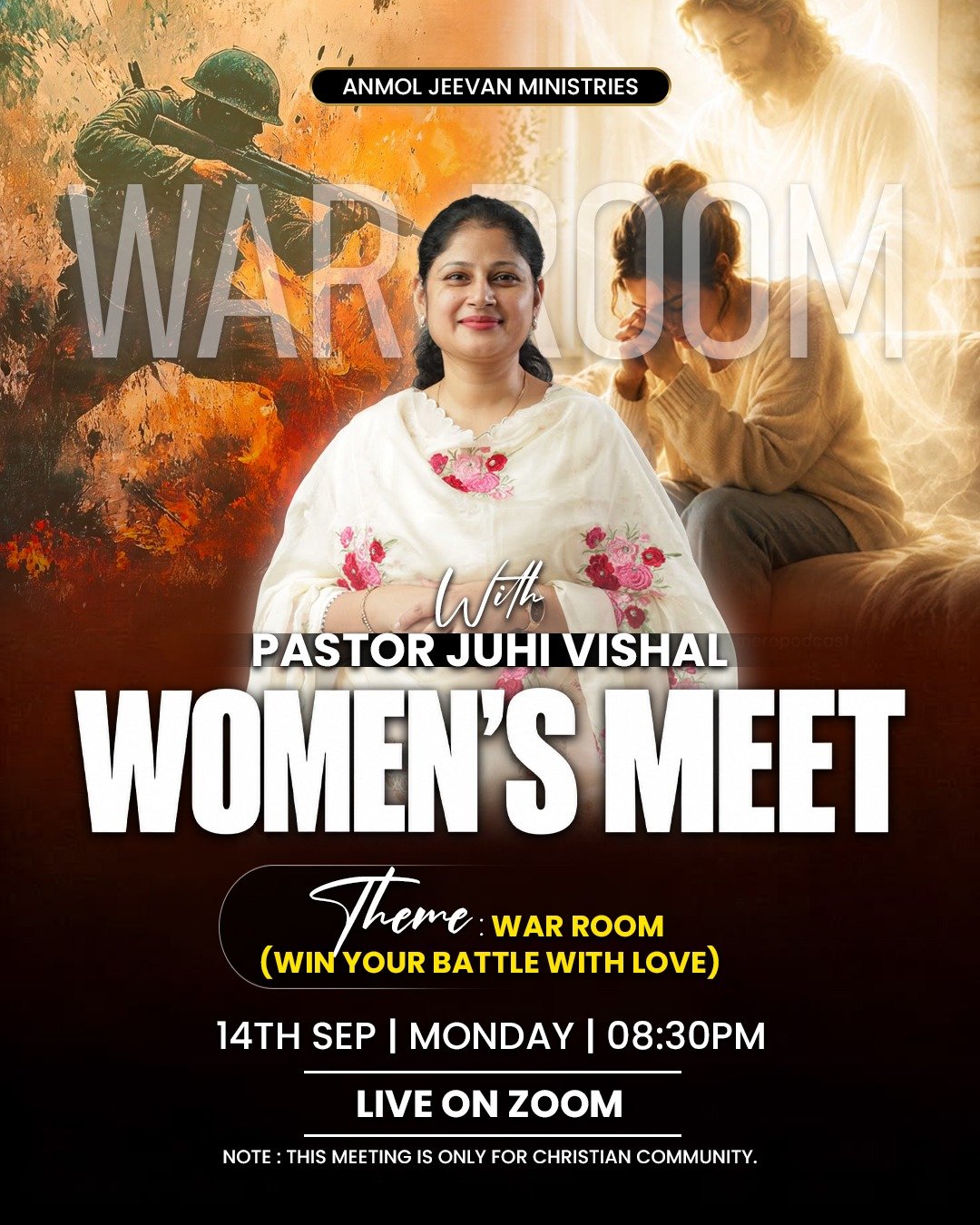 AJM Family Women's Meet flyer — with Pastor Juhi Vishal